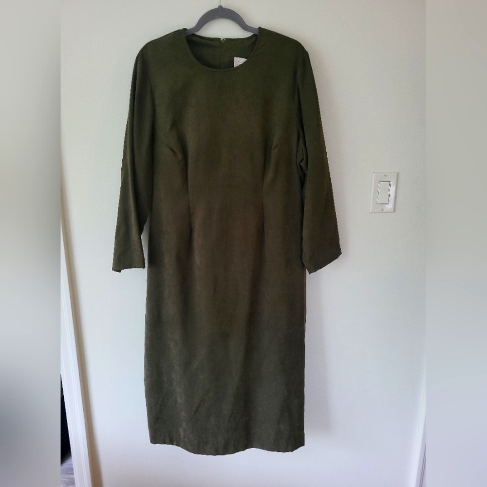 Vintage Faux Suede Midi Dress with Matching Vest